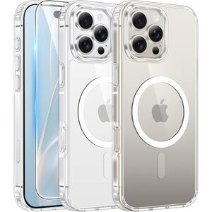 iPhone 16 Pro Clear Magnetic Phone Cases with Screen Protector
